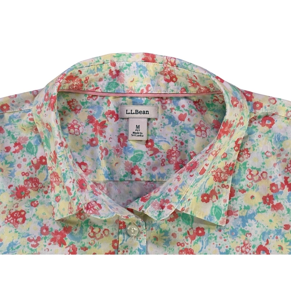 L.L. Bean Ditsy Floral Button-Down Shirt Women's Medium Petite